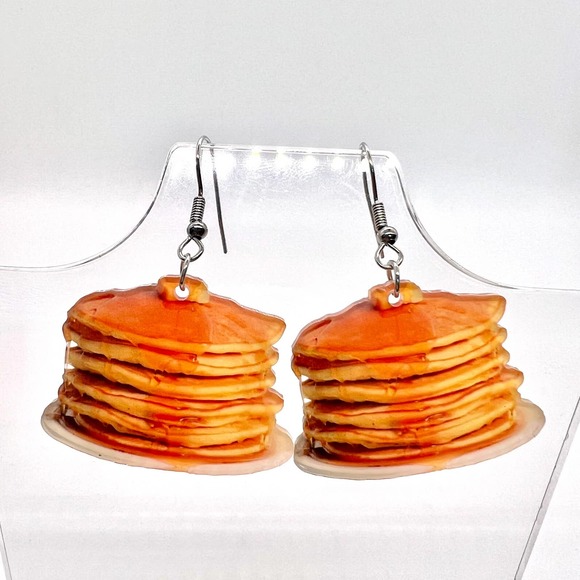 Handmade Jewelry - Pancake Stack Earrings - Breakfast Earrings - Waffle Earring - Stack of Pancakes